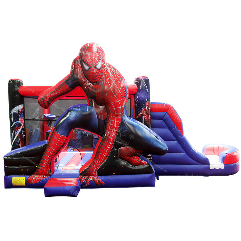 Castillo de salto de Spiderman con tobogán