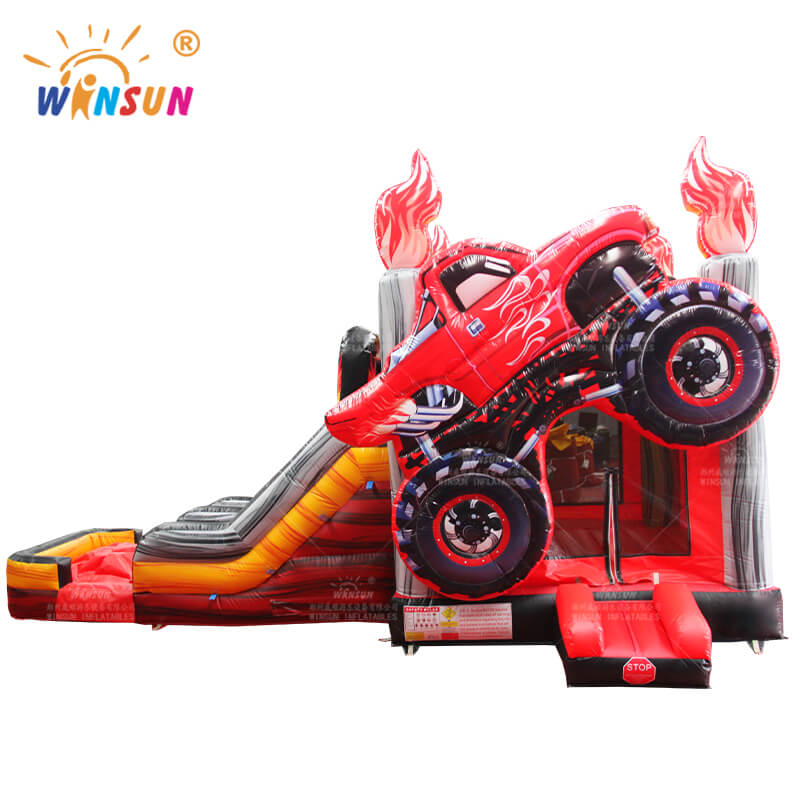 Combo de tobogán de rebote inflable Monster Truck