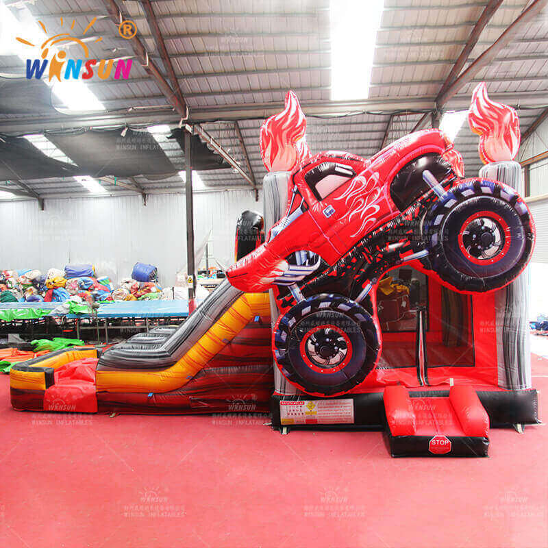 Combo de tobogán de rebote inflable Monster Truck