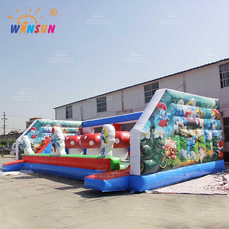 Juego De Wipeout Inflable Con El Tema De Los Pitufos