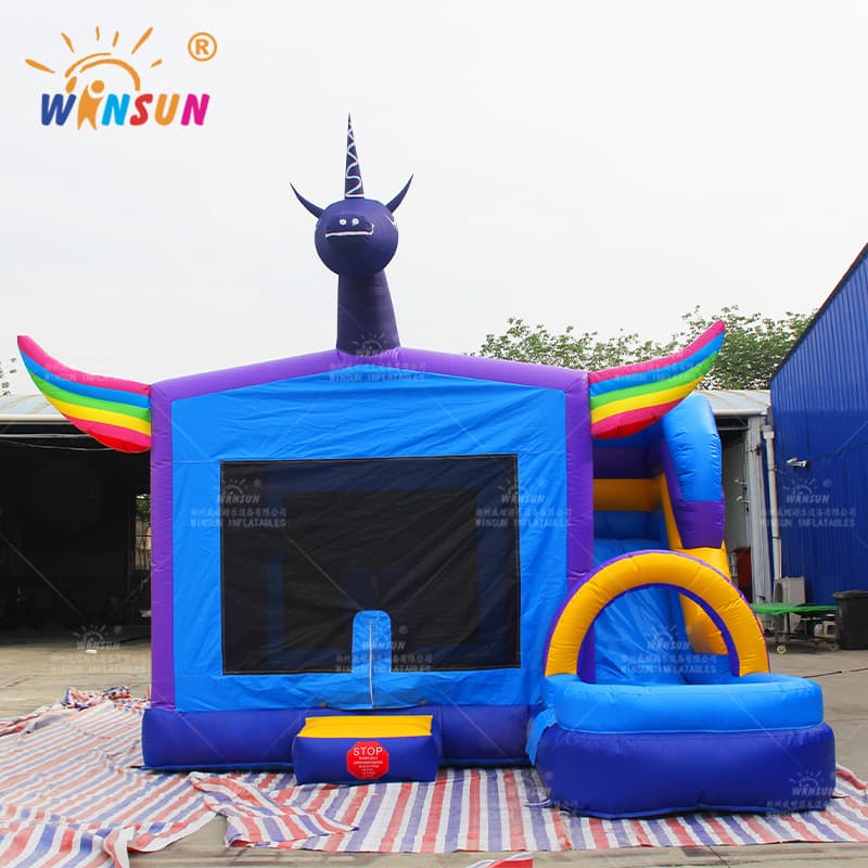 Casa De Salto Inflable De Unicornio Con Tobogán