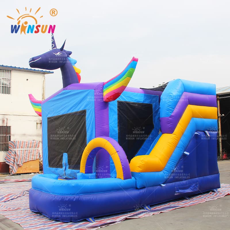 Casa De Salto Inflable De Unicornio Con Tobogán