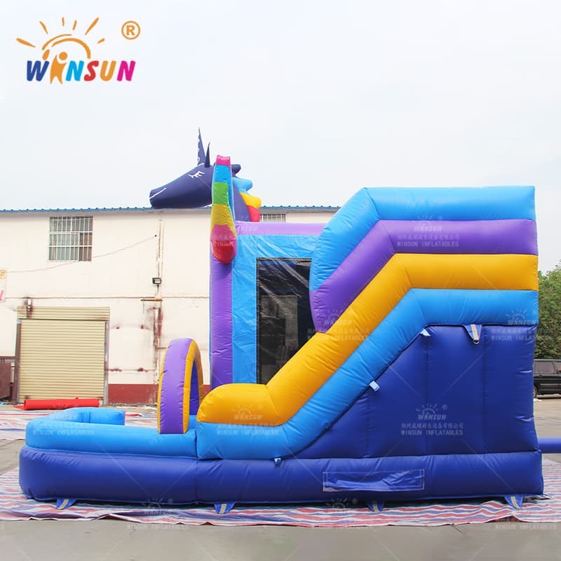 Casa De Salto Inflable De Unicornio Con Tobogán