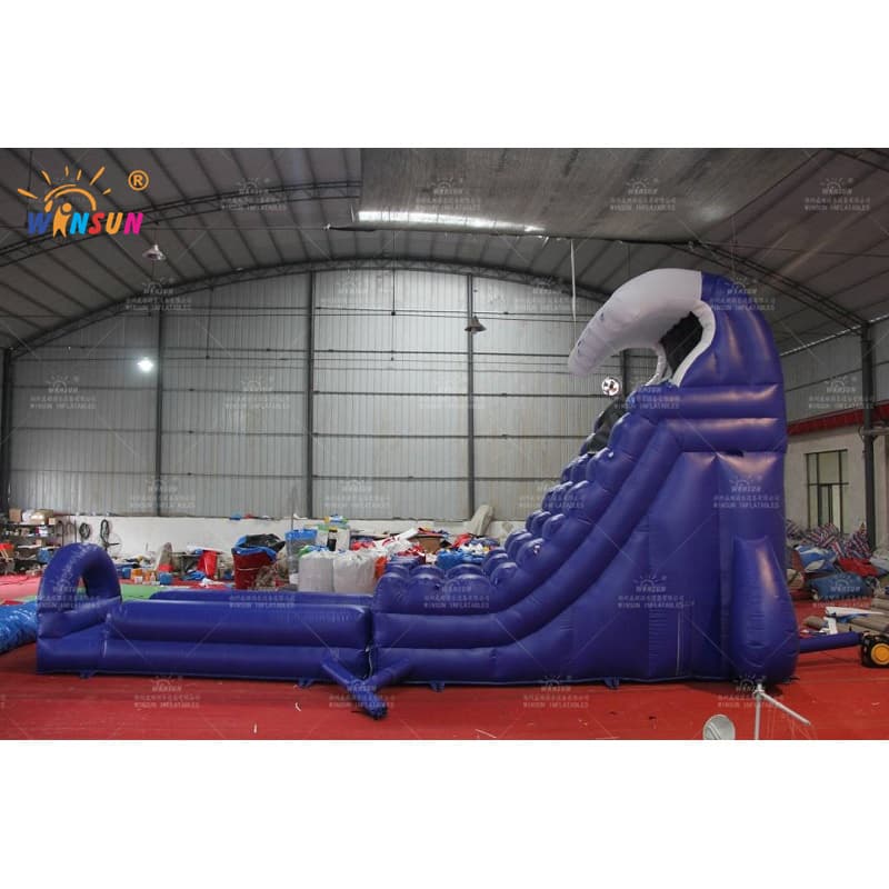 Tobogán inflable azul con piscina Slip N