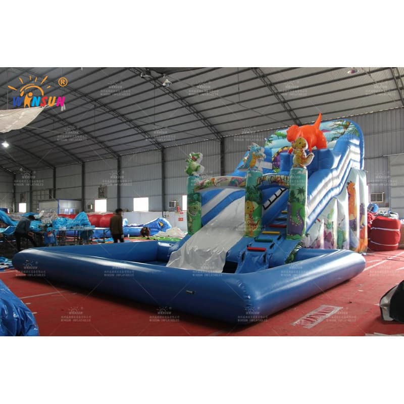 Tobogán acuático inflable Dinasour con piscina hermética