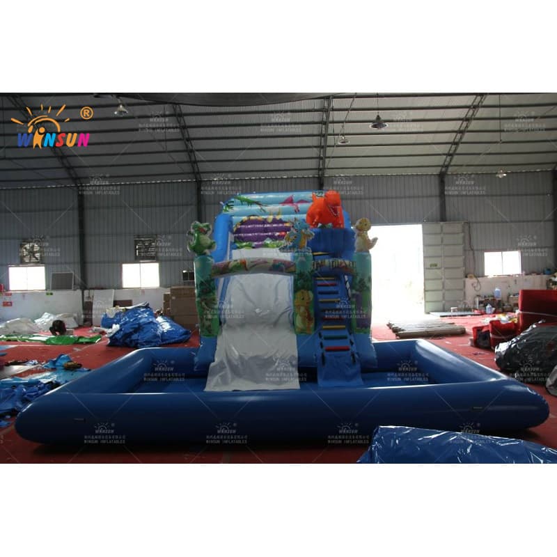 Tobogán acuático inflable Dinasour con piscina hermética