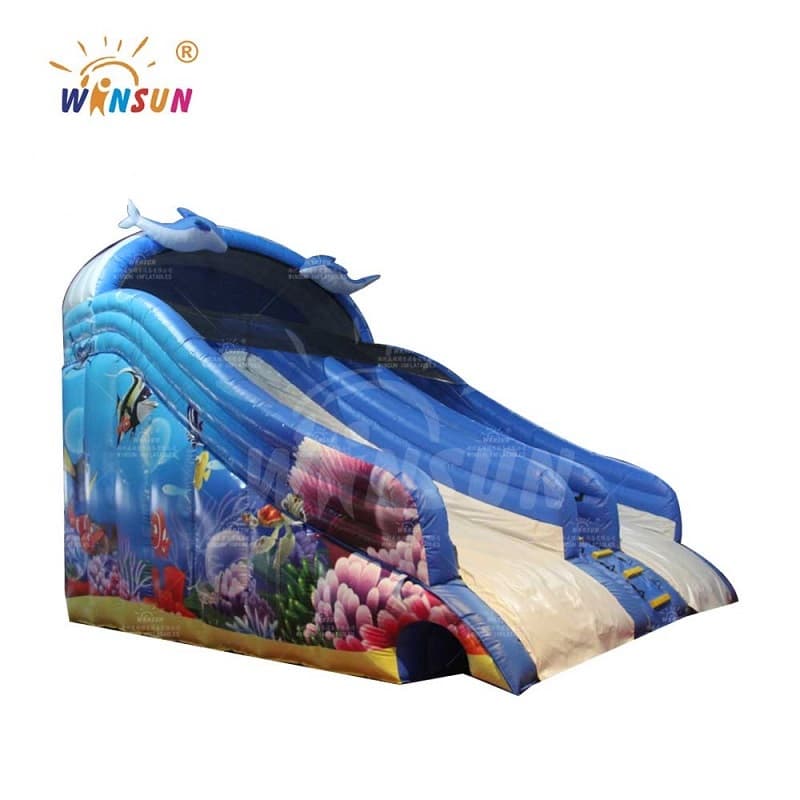 Tobogán acuático inflable con temática de delfines