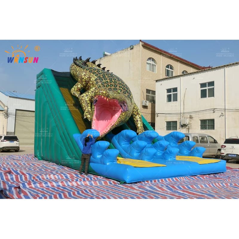 Tobogán doble inflable King Crocodile