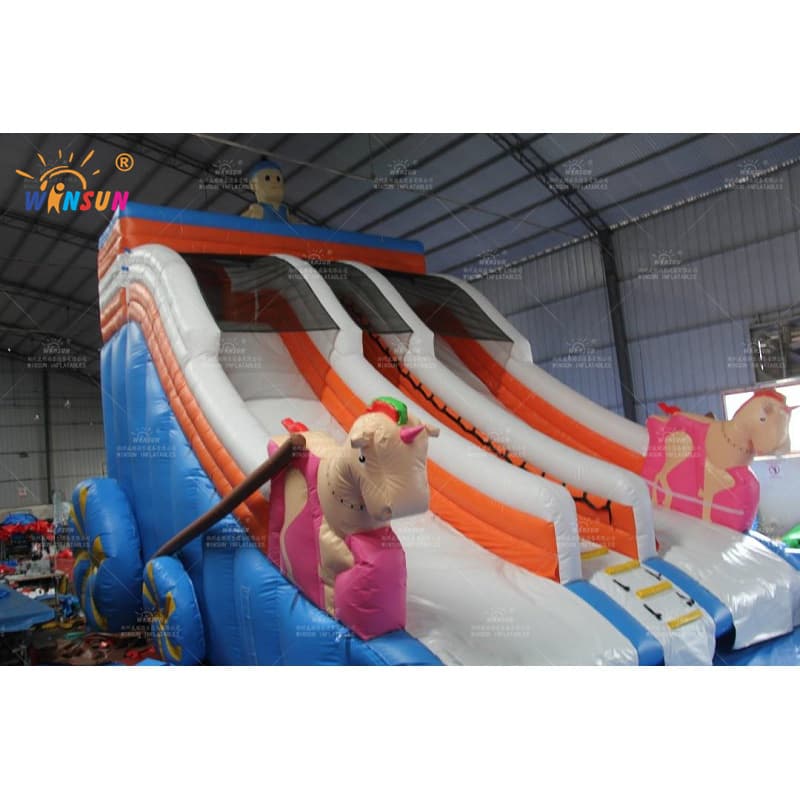 Tobogán acuático inflable con piscina hermética