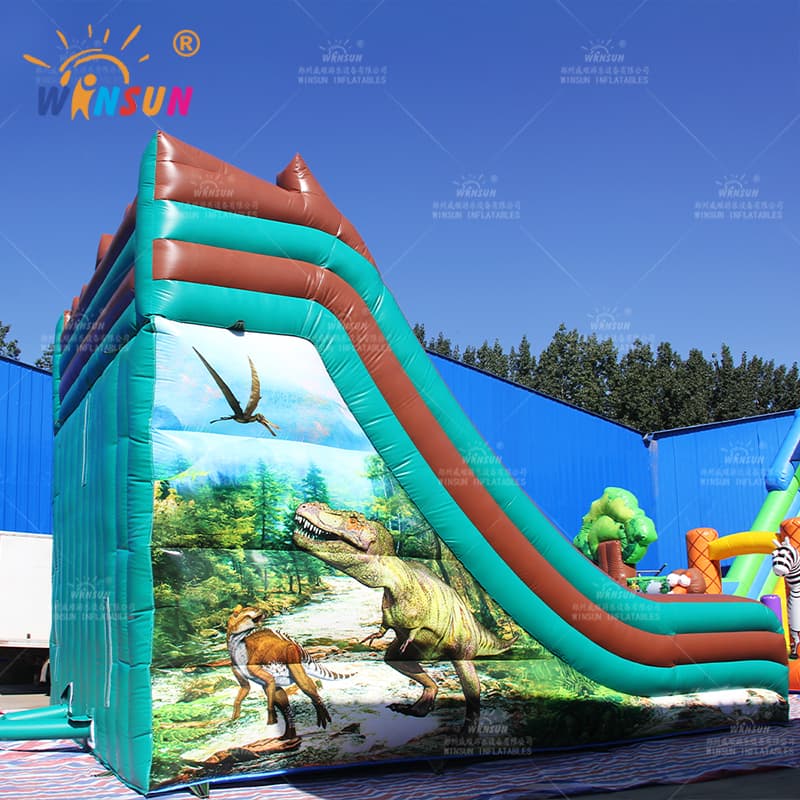 Tobogán inflable de dinosaurio jurásico