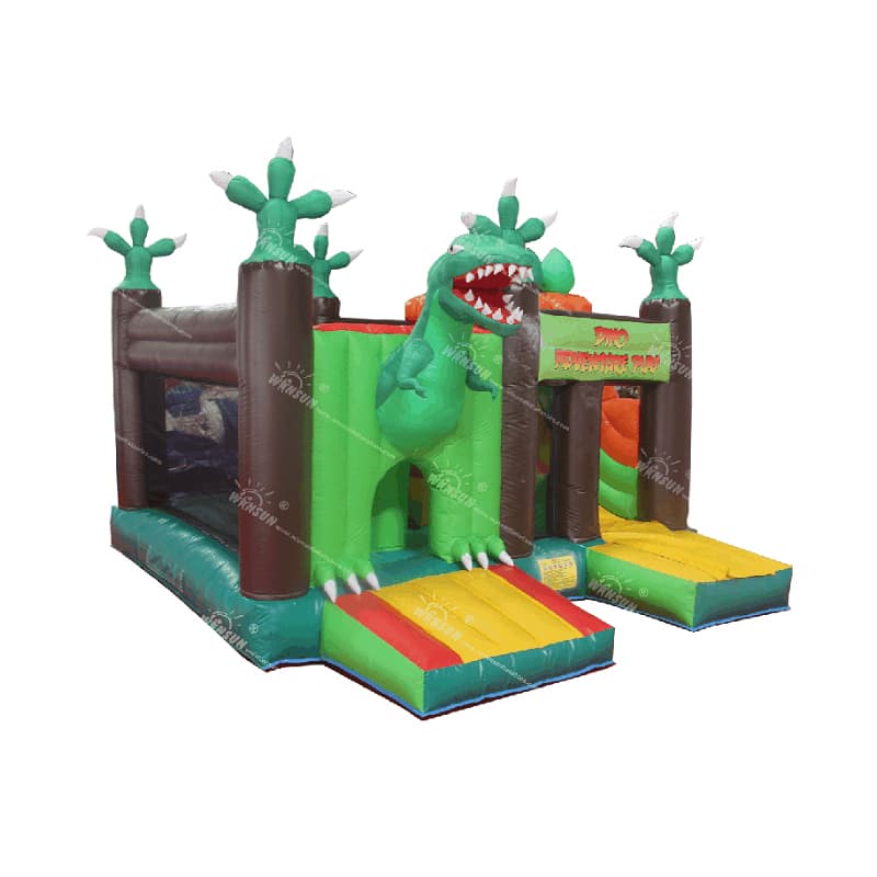 Combo de juego de aventura de dinosaurio inflable