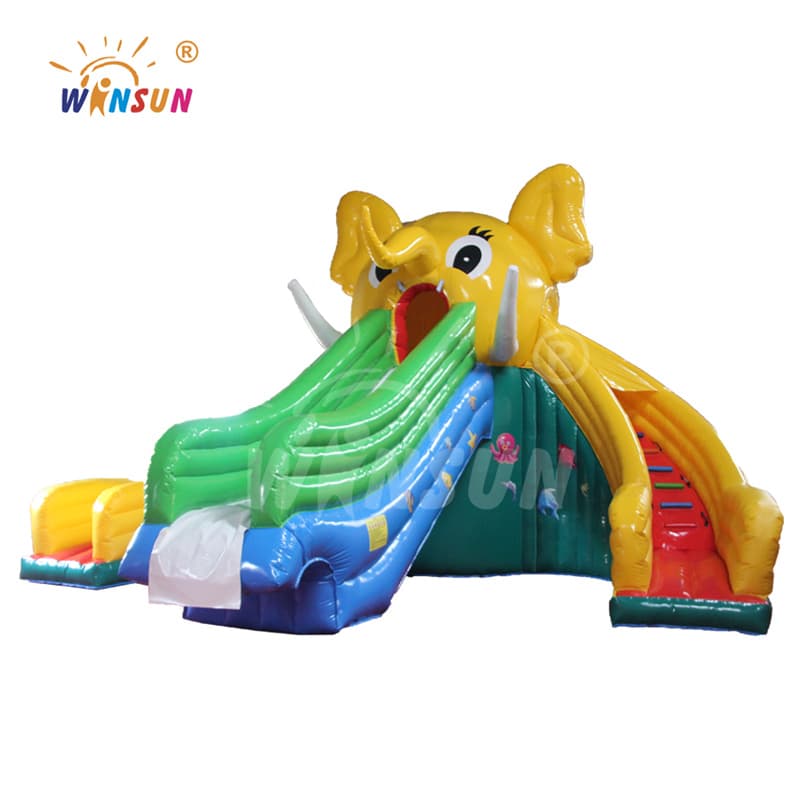 Tobogán acuático inflable de elefante con piscina