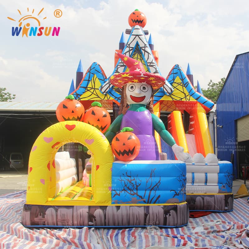 Castillo combinado inflable de la bruja de Halloween