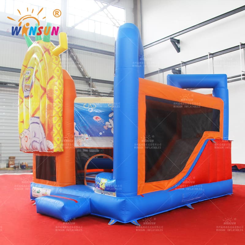 Combo inflable de carrera de obstáculos y tobogán