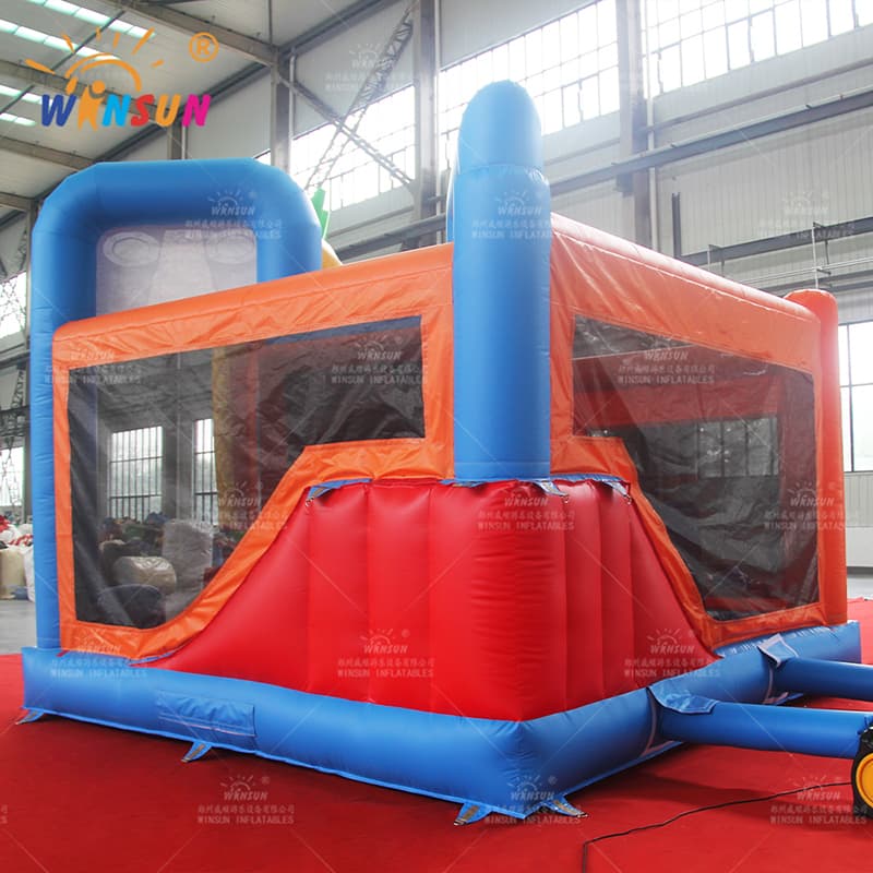 Combo inflable de carrera de obstáculos y tobogán