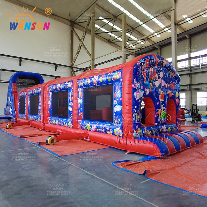 Carrera de obstáculos inflable Cubierta de protección solar Tiempo de fiesta