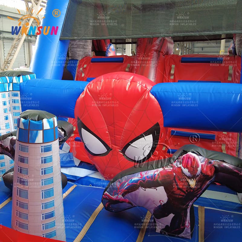 Tema de Spiderman de carrera de obstáculos inflable personalizado