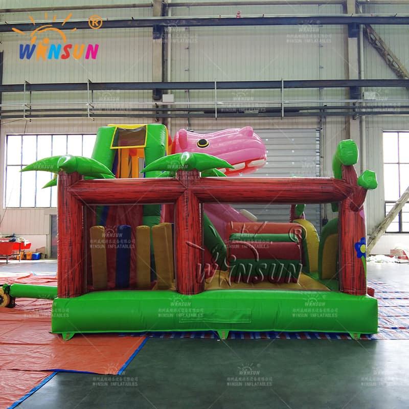 Combo de trampolín inflable con tema de hipopótamo