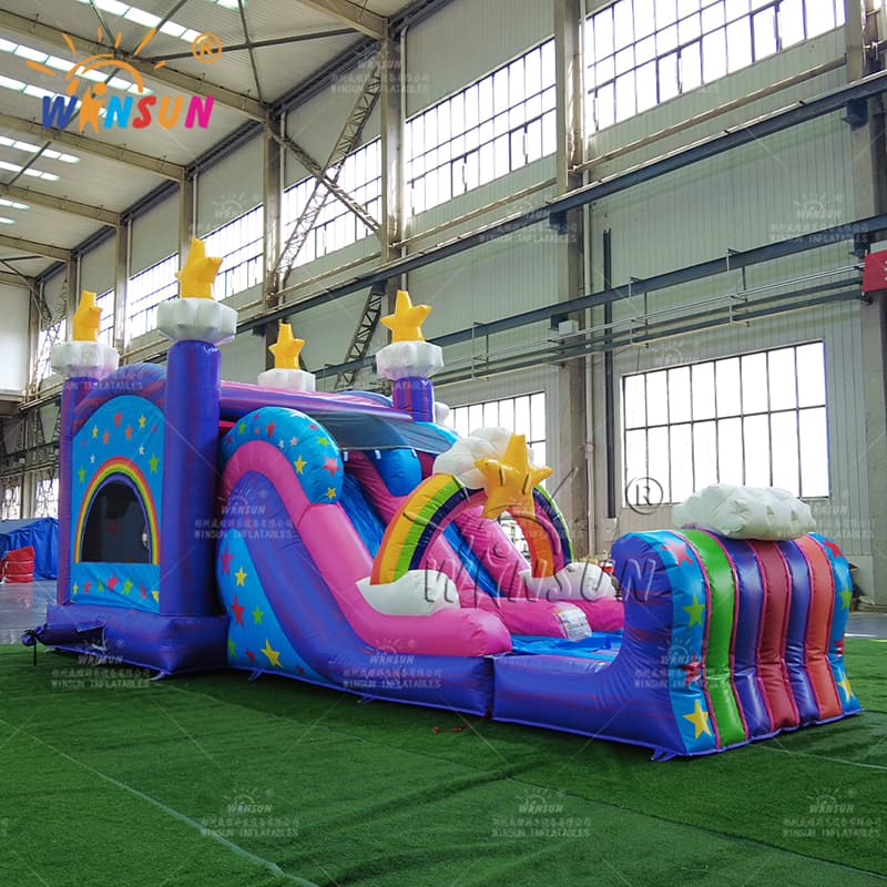 Castillo inflable de unicornio con tobogán seco