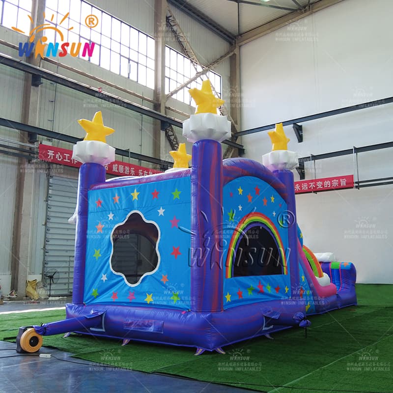 Castillo inflable de unicornio con tobogán seco