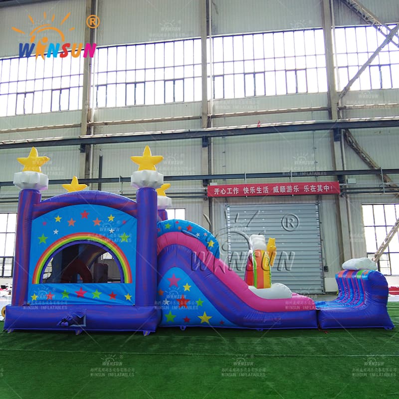 Castillo inflable de unicornio con tobogán seco