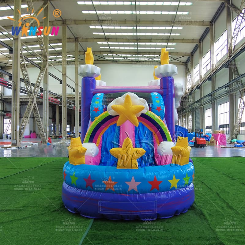 Castillo de salto inflable de unicornio con tobogán de agua