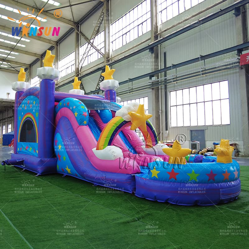 Castillo de salto inflable de unicornio con tobogán de agua