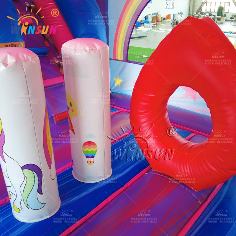 Castillo de salto inflable de unicornio con tobogán de agua