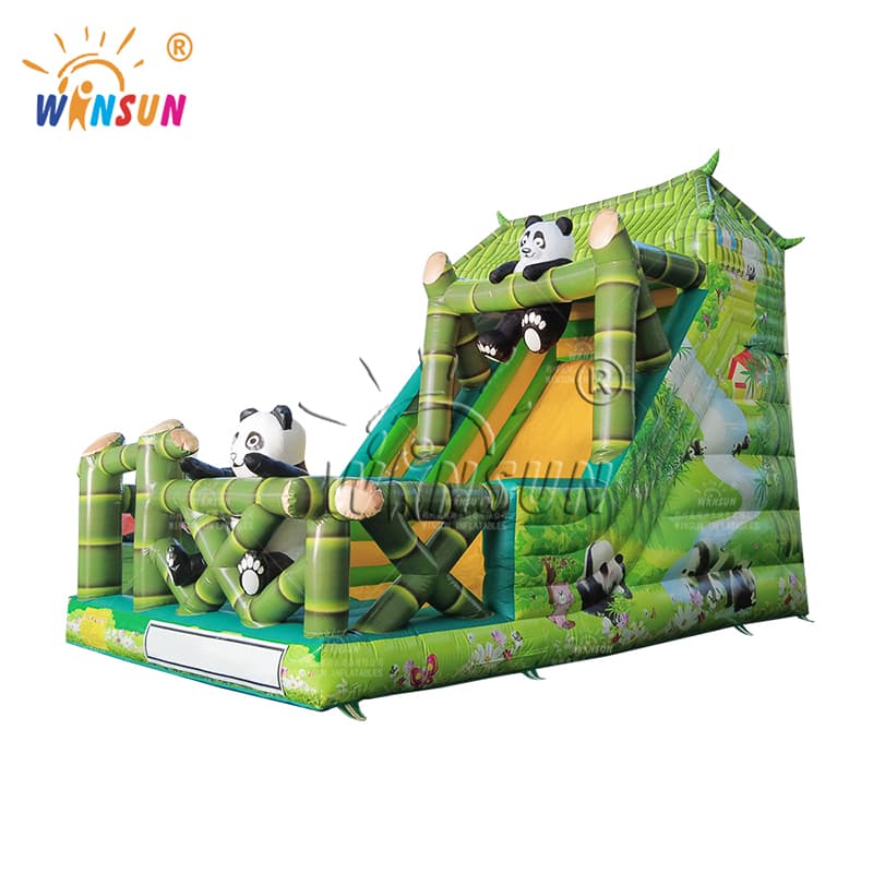 Tobogán seco inflable con tema de panda