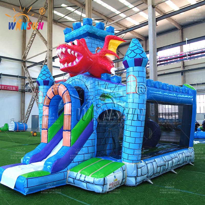 Castillo de salto inflable combinado con tobogán