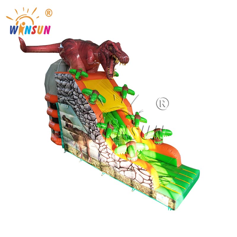 Tobogán de dinosaurio inflable con torre de escalada personalizada